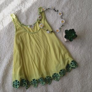 Yellow Crop Top With Blue Thread Detailing